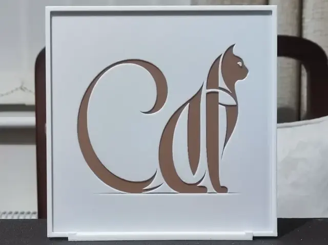 HueForge model: Word Art Cat - HueForge 2 Color by BoDad