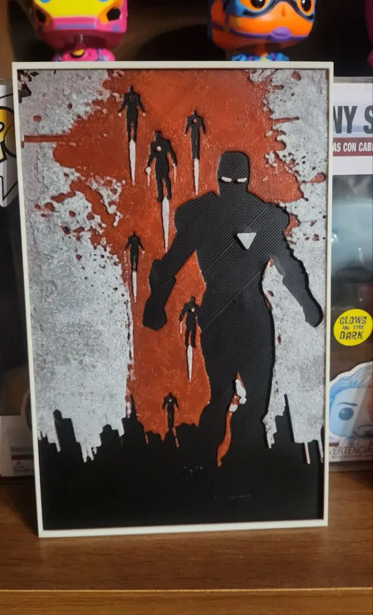 Iron Man Poster Vintage - HueForge by keko HueForge model: Iron Man Poster Vintage - HueForge by keko