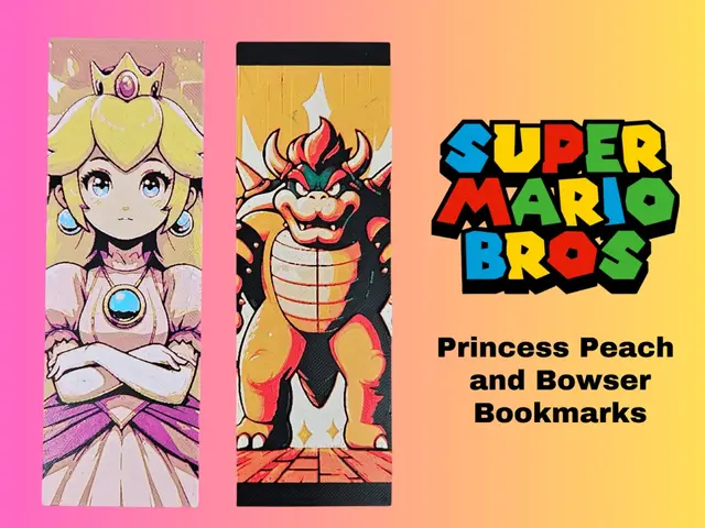 HueForge model: Princess Peach and Bowser Bookmarks by BusyKikiBee