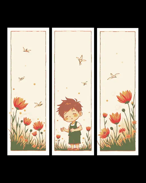 HueForge model: Three parts make a whole - Summer days walking in the meadow Art - Set of bookmarks by BooneCo3d