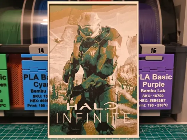 HueForge model: Halo Infinite Game Poster - Hueforge Art by Lumpy3D