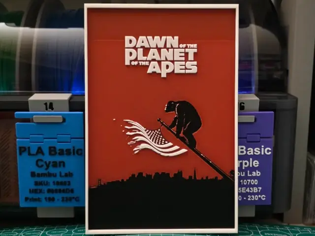HueForge model: Dawn of the Planet of the Apes Movie - Hueforge by Lumpy3D