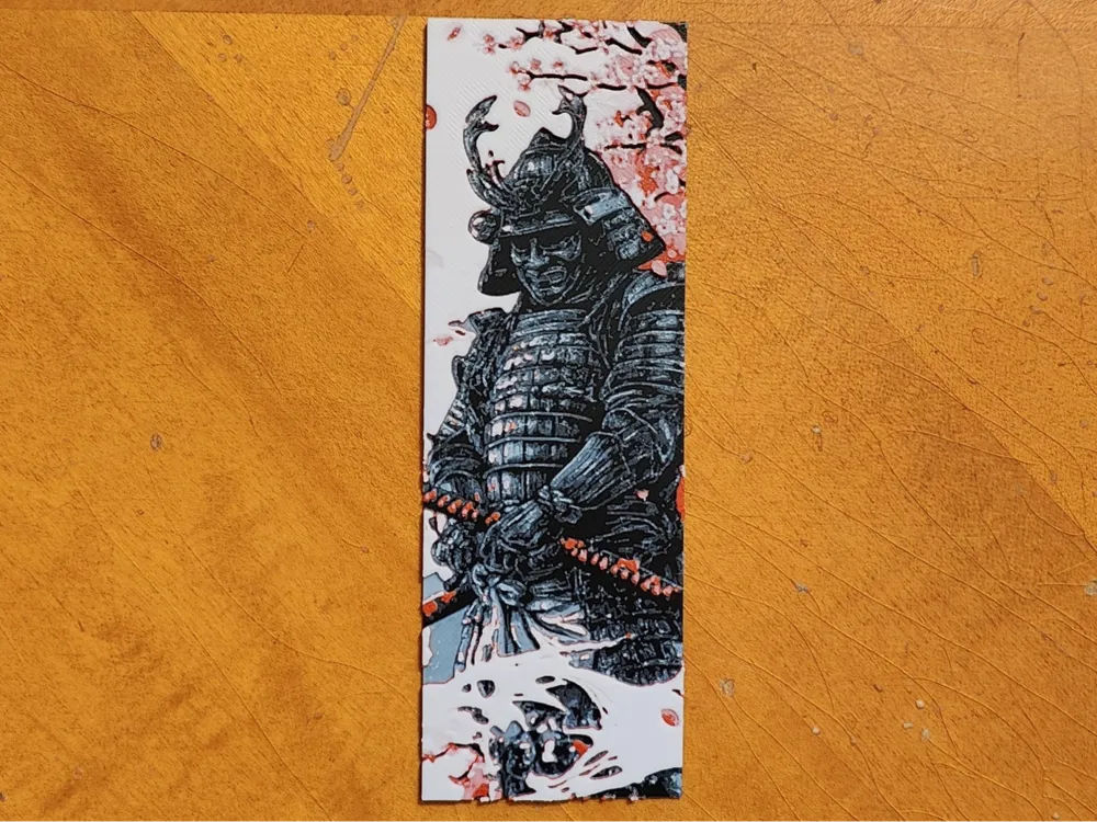 Samurai and Cherry Blossoms Bookmark - 4 Colours by Sarge HueForge model: Samurai and Cherry Blossoms Bookmark - 4 Colours by Sarge