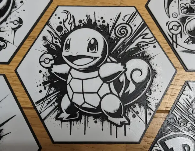 HueForge model: Pokemon Squirtle Carapuce Hueforge Hex Hexagon by Seb3D