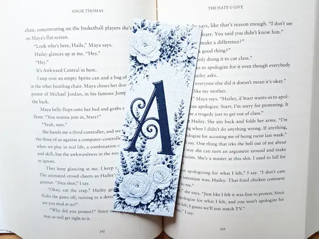 HueForge model: Bookmark, Monogram A, Floral Background, Hueforge by Dame Jo