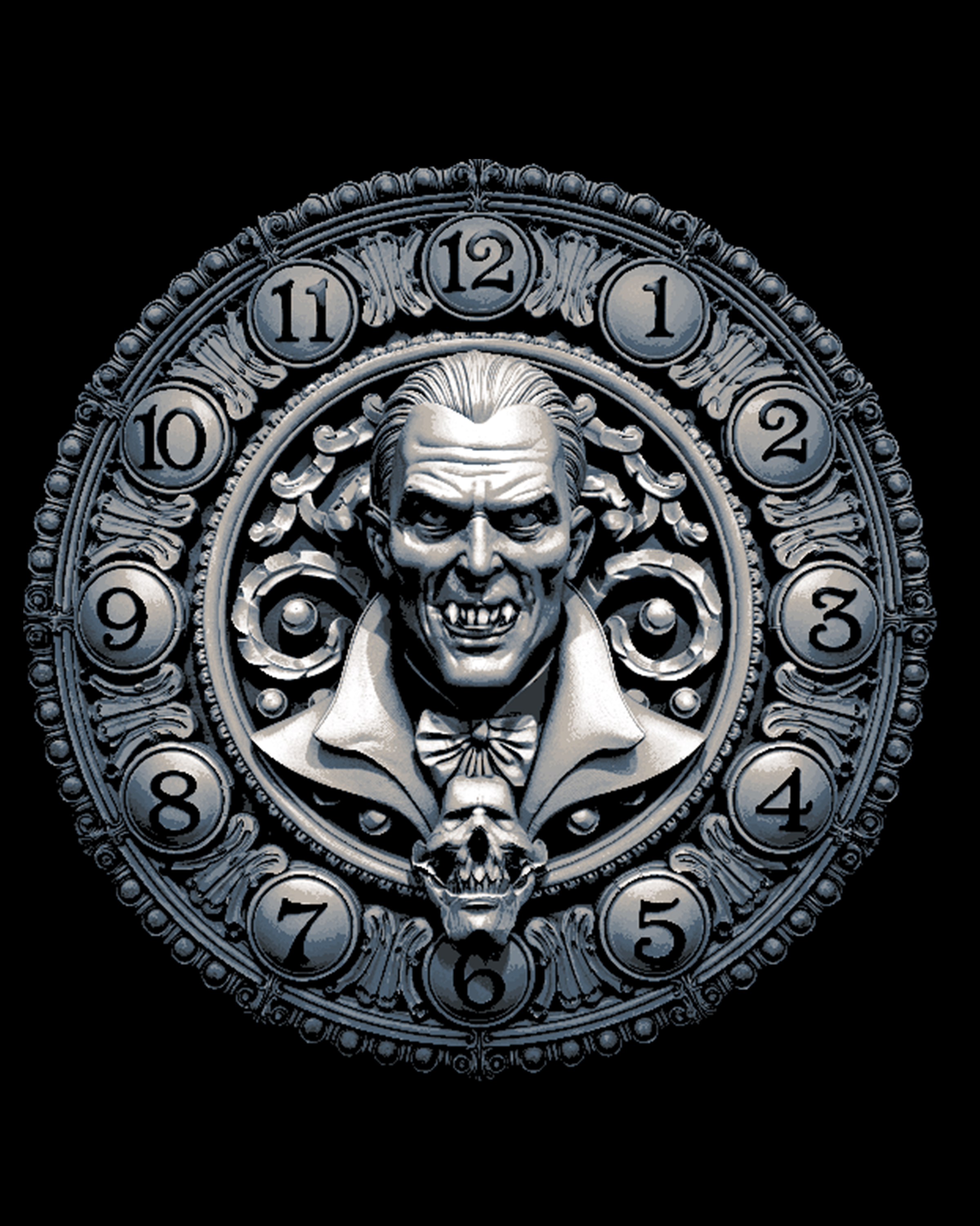 Halloween Clockface - Count Dracula, the vampire evil in the darkness by BooneCo3d HueForge model: Halloween Clockface - Count Dracula, the vampire evil in the darkness by BooneCo3d