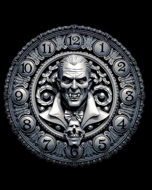 HueForge model: Halloween Clockface - Count Dracula, the vampire evil in the darkness by BooneCo3d