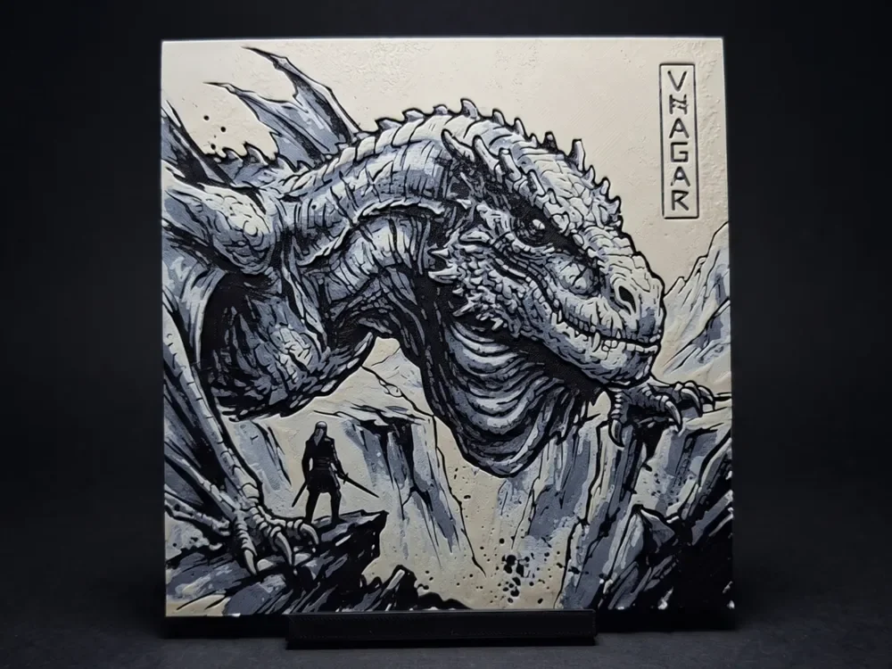 Aemond & Vhagar - Hueforge Wall Art by LED HueForge model: Aemond & Vhagar - Hueforge Wall Art by LED