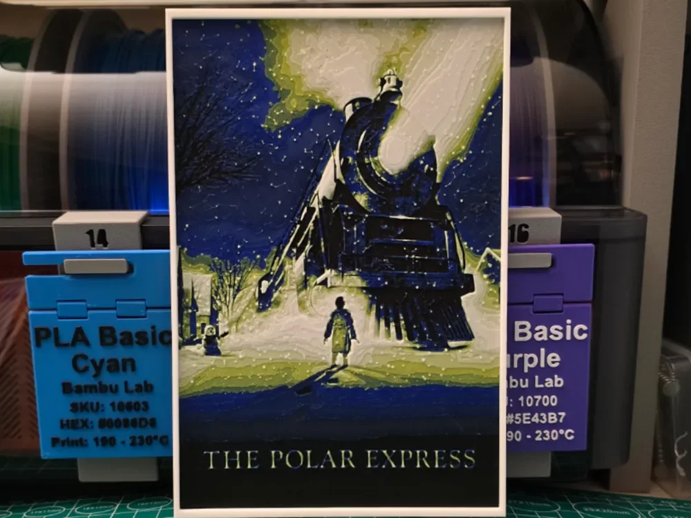 The Polar Express Movie Poster - Hueforge Art by Lumpy3D HueForge model: The Polar Express Movie Poster - Hueforge Art by Lumpy3D