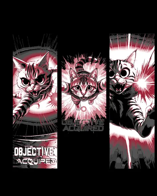 HueForge model: Target acquired and the cat attack begins - Set of bookmarks by BooneCo3d