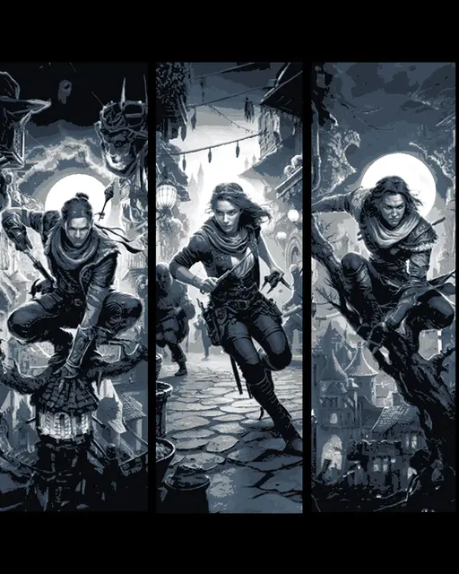 HueForge model: The Fantasy Thief - Silent stalker from above and below - Set of Bookmarks by BooneCo3d