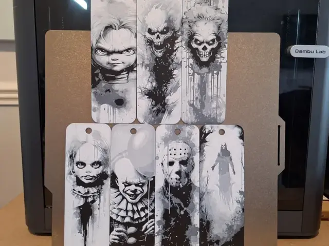 HueForge model: Set of 7 Horror bookmarks - 2 colours by 3dGlow