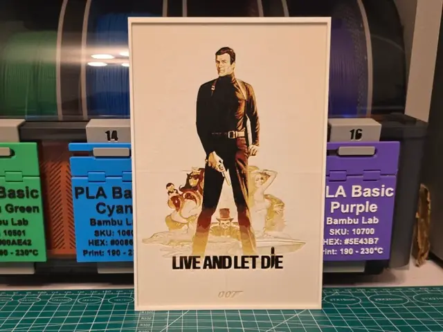 HueForge model: 007 Live and Let Die Movie Poster - Hueforge Art by Lumpy3D
