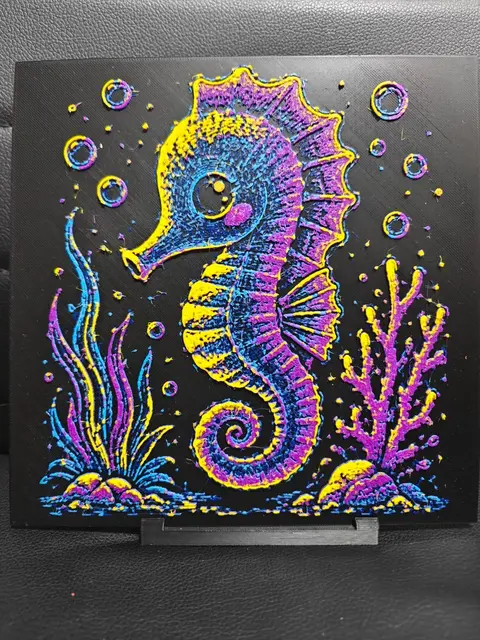 HueForge model: Seahorse Pop Art by TheHueforgeLady