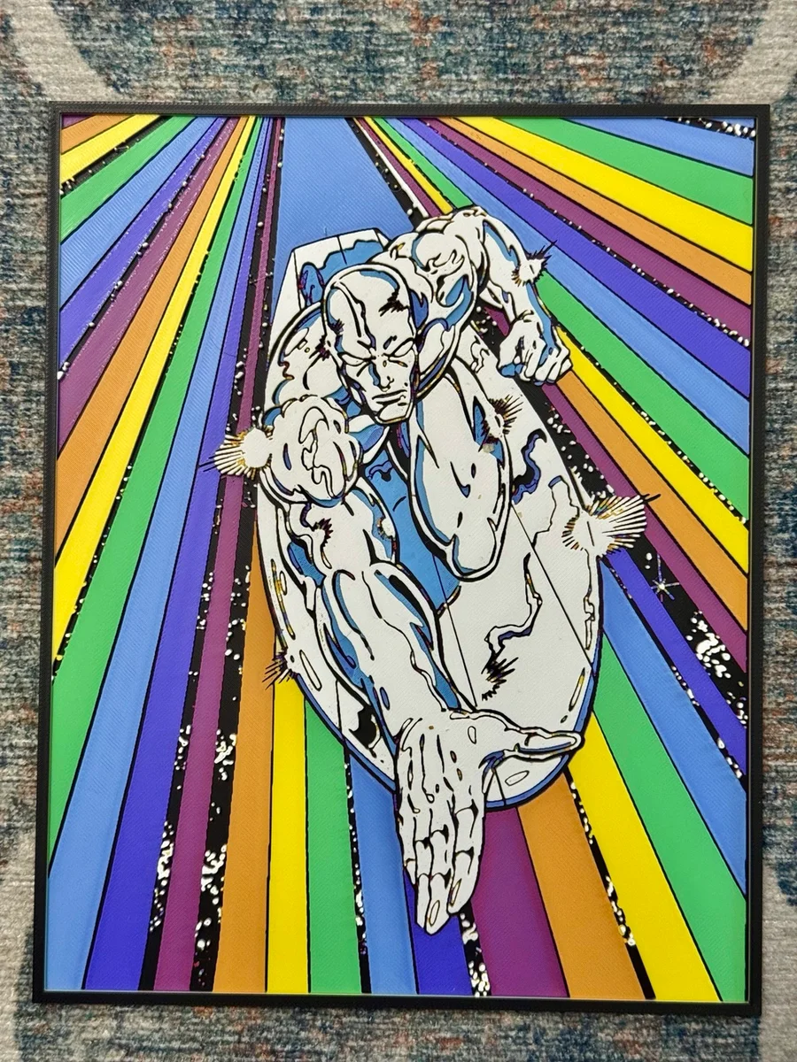 Silver Surfer Cosmic Rainbow by Strata Prints HueForge model: Silver Surfer Cosmic Rainbow by Strata Prints