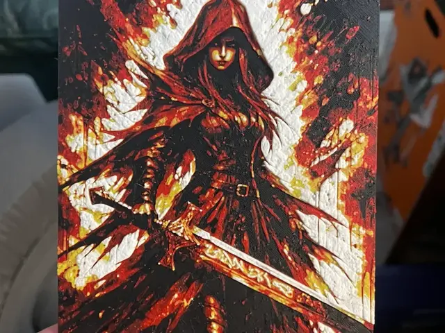 HueForge model: Runic Sword Woman Hueforge by Advancedtechworldwide
