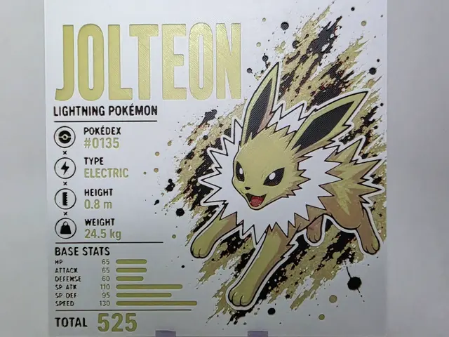 HueForge model: Jolteon Infographic Hueforge by 3Ree Printing