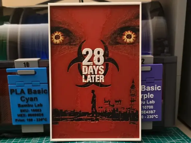 HueForge model: 28 Days Later Movie Poster - Hueforge Art by Lumpy3D