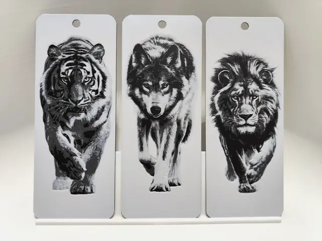 HueForge model: Tiger, Wolf, and Lion Bookmark Set by BeaN