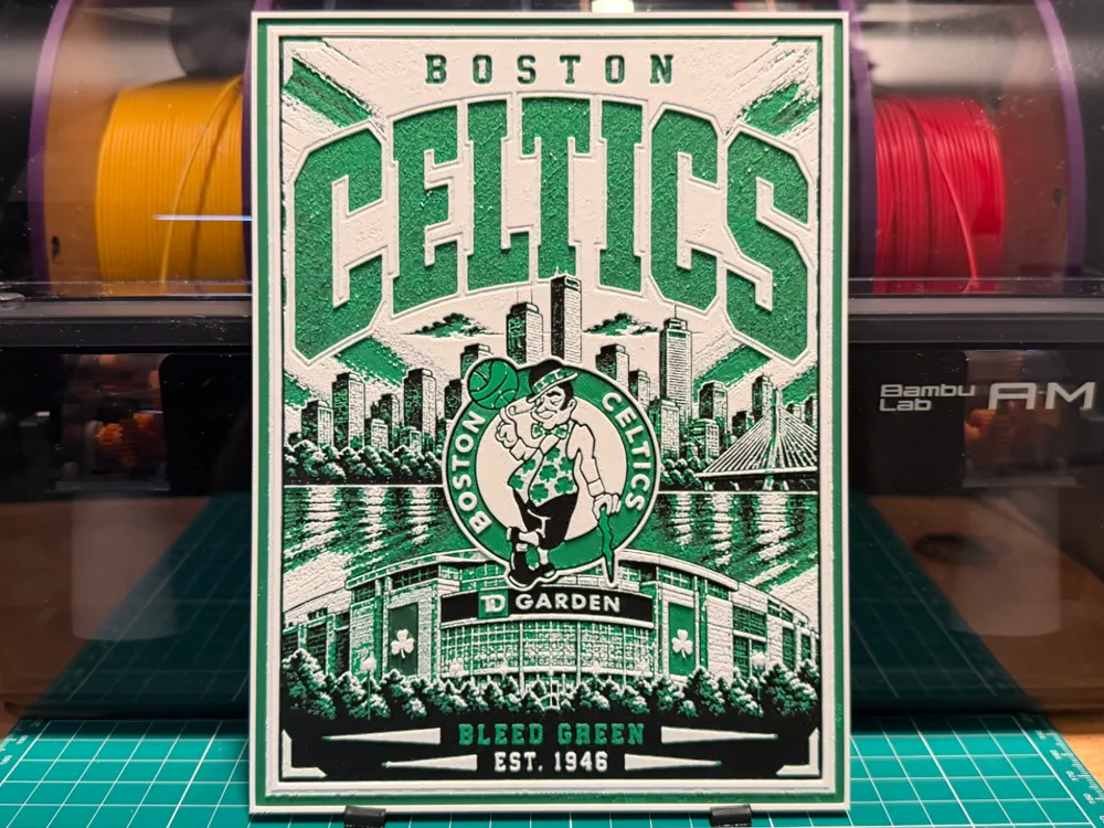 Celtics Poster by liv_3d HueForge model: Celtics Poster by liv_3d