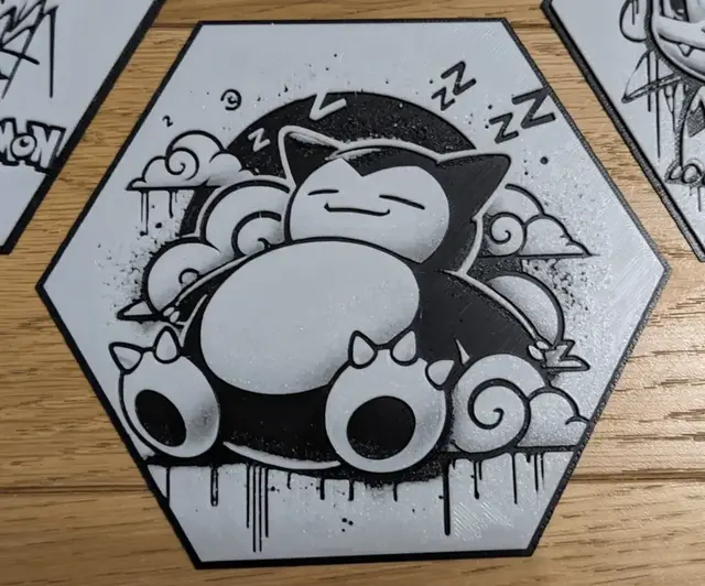 HueForge model: Pokémon Snorlax Ronflex Hueforge Hexagonal by Seb3D