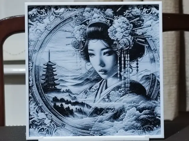 HueForge model: Double Exposure Pagoda Beauty - HueForge 2 Color by BoDad