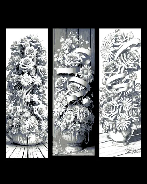 HueForge model: The overflowing flower pot - picture in a black and white world - set of bookmarks by BooneCo3d
