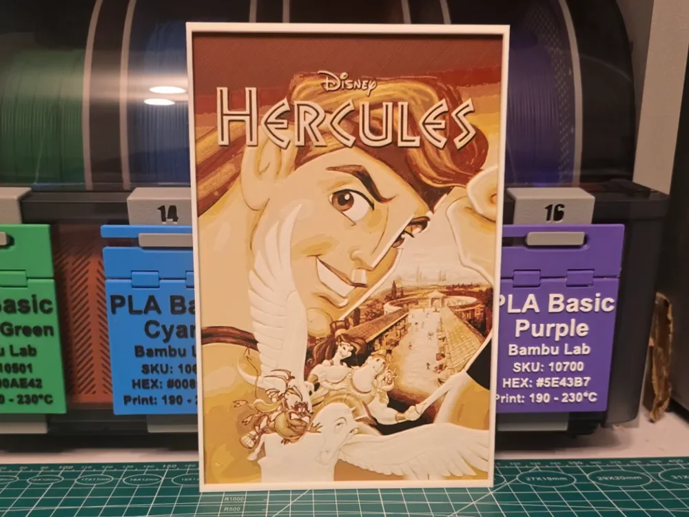 Hercules Movie Poster - Hueforge Art by Lumpy3D HueForge model: Hercules Movie Poster - Hueforge Art by Lumpy3D