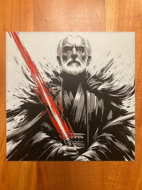 HueForge model: Count Dooku with Red Lightsaber by JustBe 3D Printing