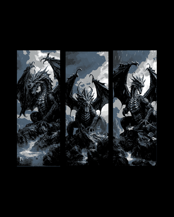 The Mighty Black Dragon - Set of 3 Bookmarks by BooneCo3d HueForge model: The Mighty Black Dragon - Set of 3 Bookmarks by BooneCo3d