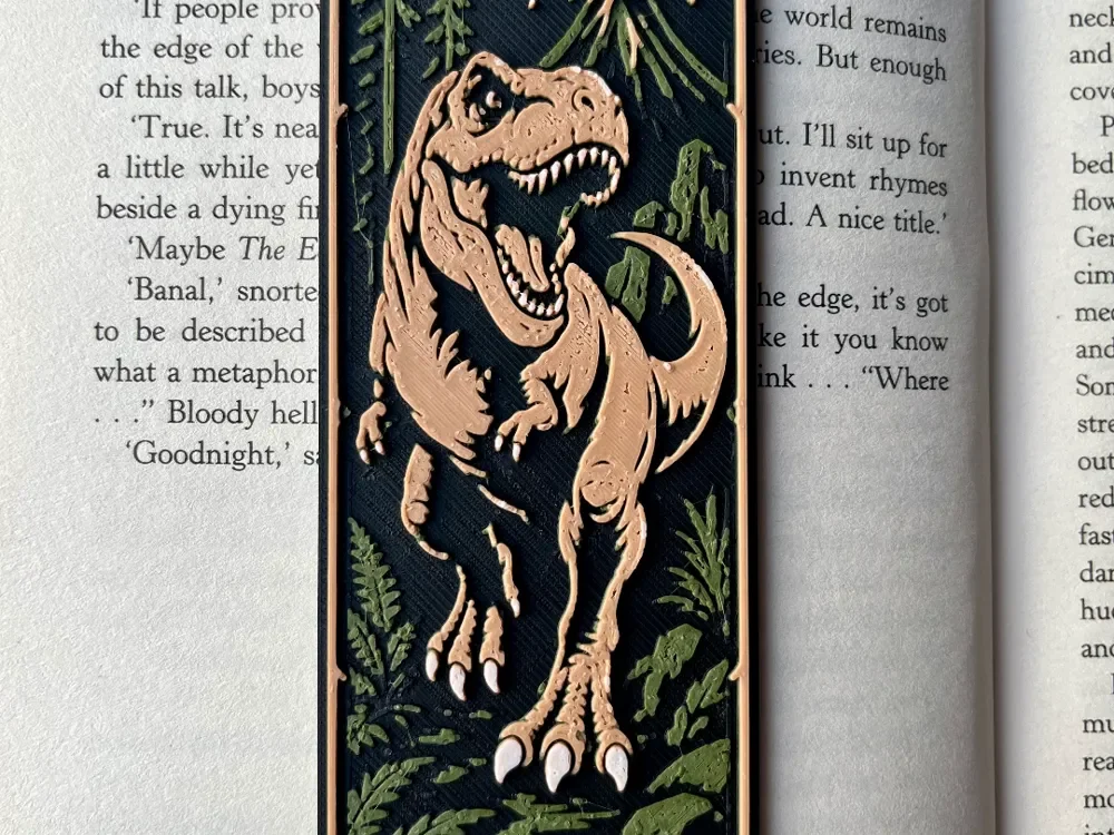 T Rex Bookmark by HexarHaus HueForge model: T Rex Bookmark by HexarHaus