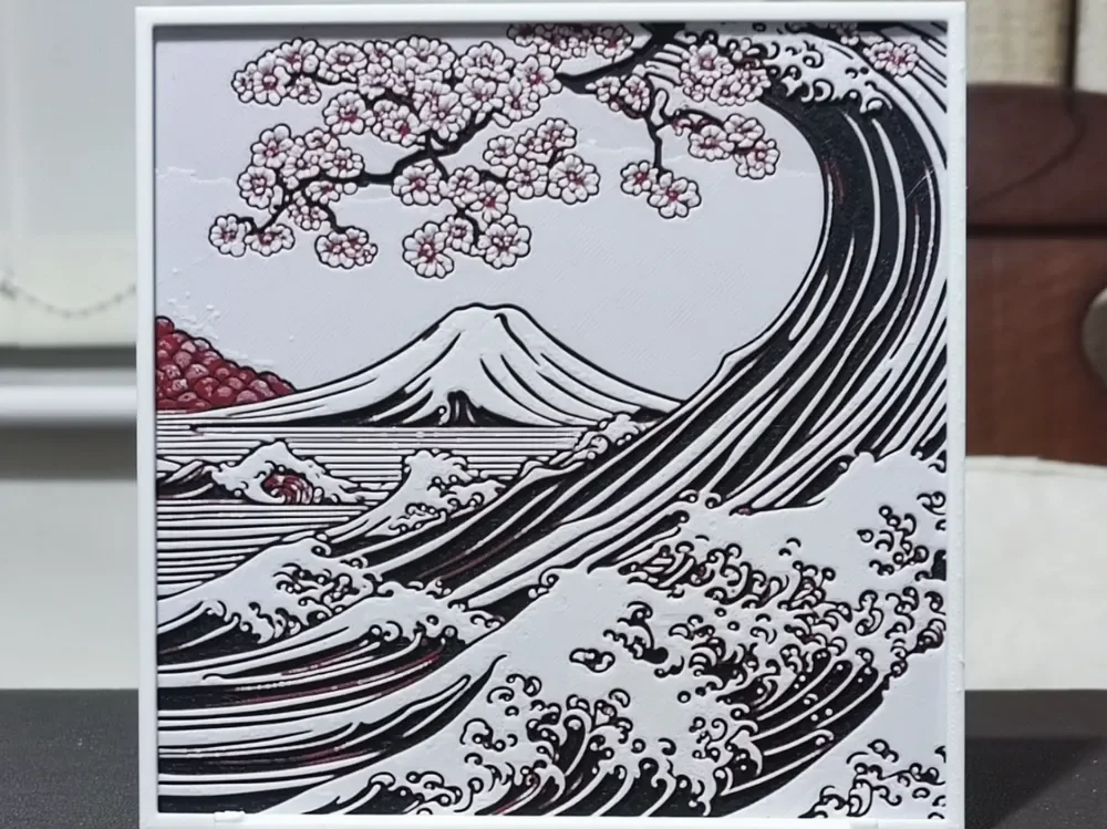 Great Wave Over Fuji - HueForge 3 Color by BoDad HueForge model: Great Wave Over Fuji - HueForge 3 Color by BoDad