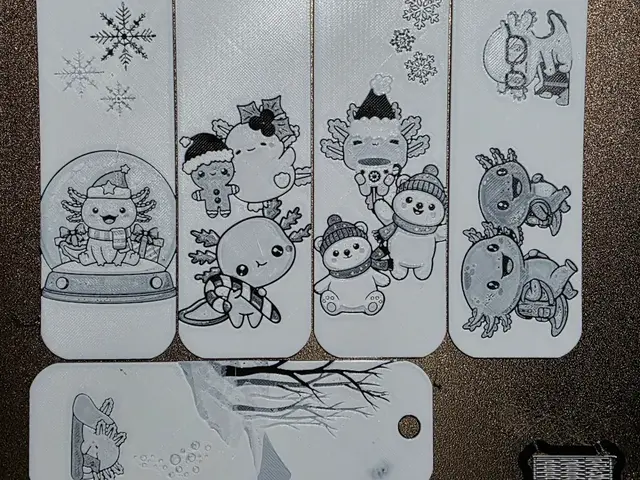 HueForge model: Winter Axolotl Hueforge Bookmarks Set of 5 No AMS by AirMechDesigns