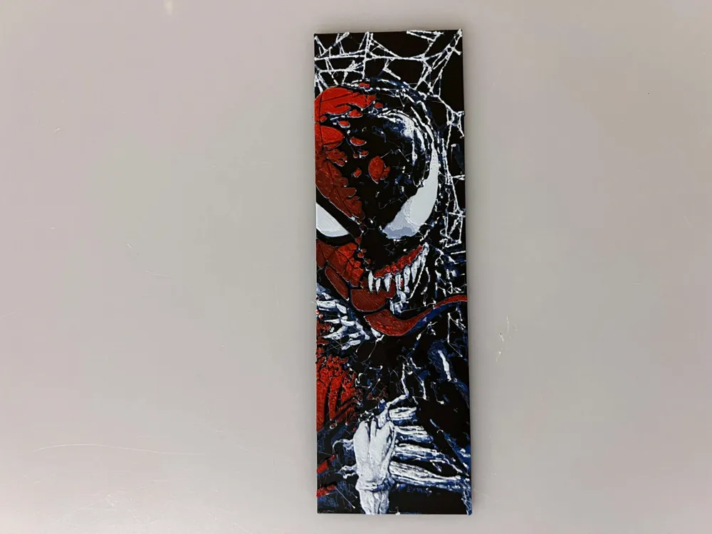 Spider-Man and Venom Symbiote - Bookmark by 3djd HueForge model: Spider-Man and Venom Symbiote - Bookmark by 3djd