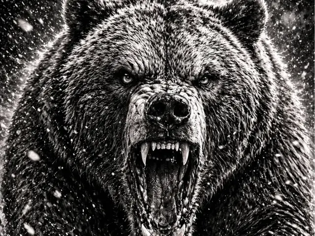 HueForge model: Fierce BEAR – Black and White - EASY PRINT by Hueforge Maker