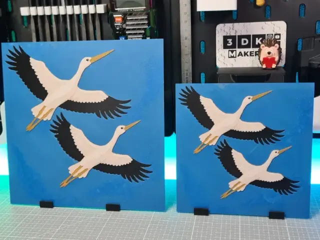 HueForge model: Stork Couple - Hueforge - 4 Colors by Montoya Maker