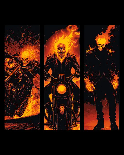 HueForge model: Flames of Hell comes with Ghost Rider - Set of Bookmarks by BooneCo3d