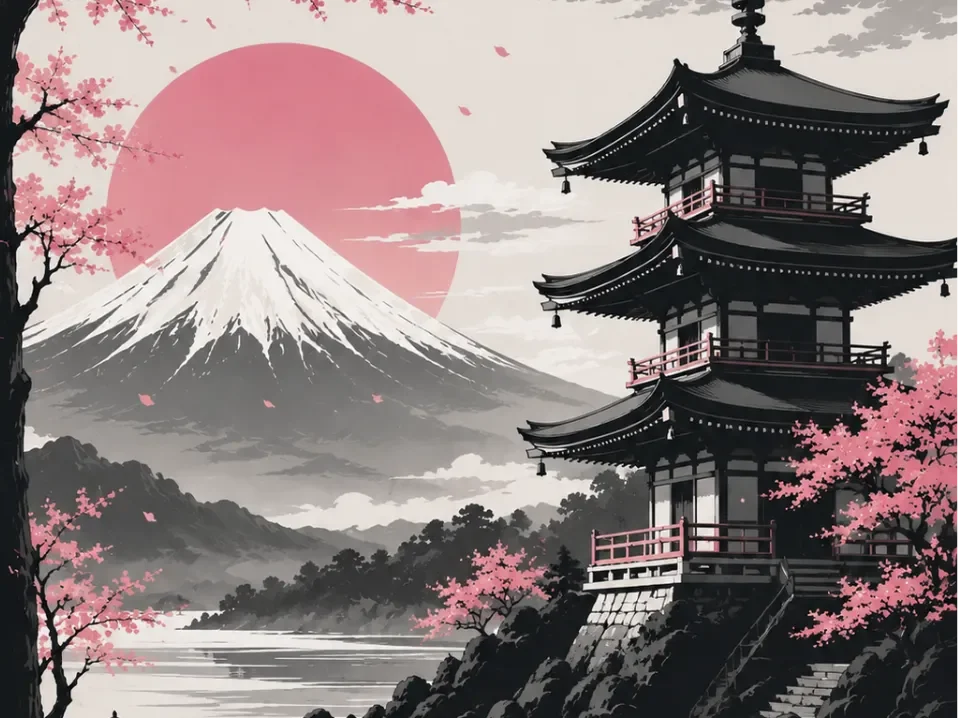 Mount Fuji and Japan Pagoda EASY PRINT by Hueforge Maker HueForge model: Mount Fuji and Japan Pagoda EASY PRINT by Hueforge Maker