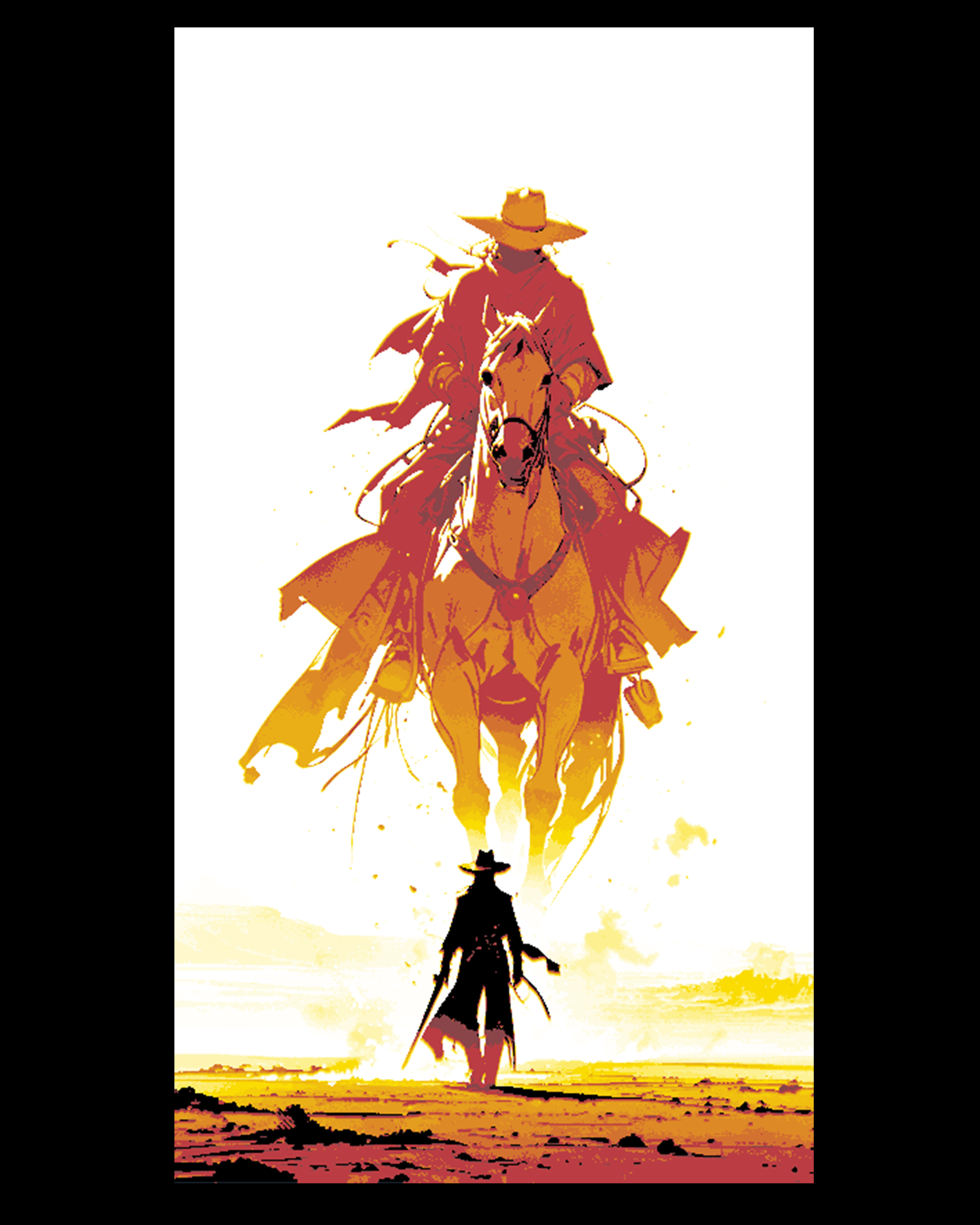 The rider in the sands - mirage of the hero cowboy - Hueforge art by BooneCo3d HueForge model: The rider in the sands - mirage of the hero cowboy - Hueforge art by BooneCo3d