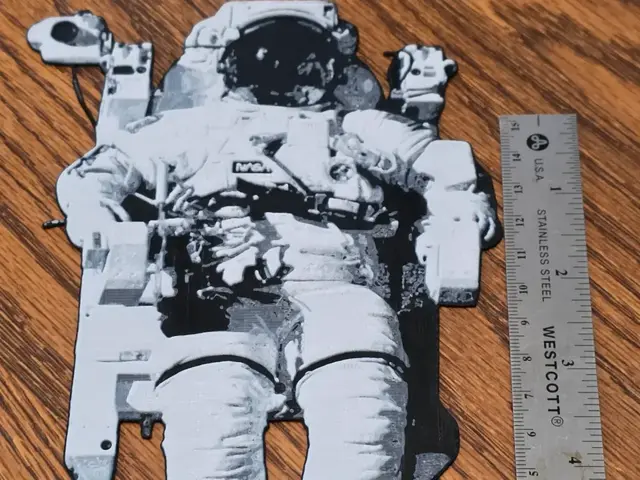 HueForge model: NASA Astronaut hueforge (black and white) by AirMechDesigns