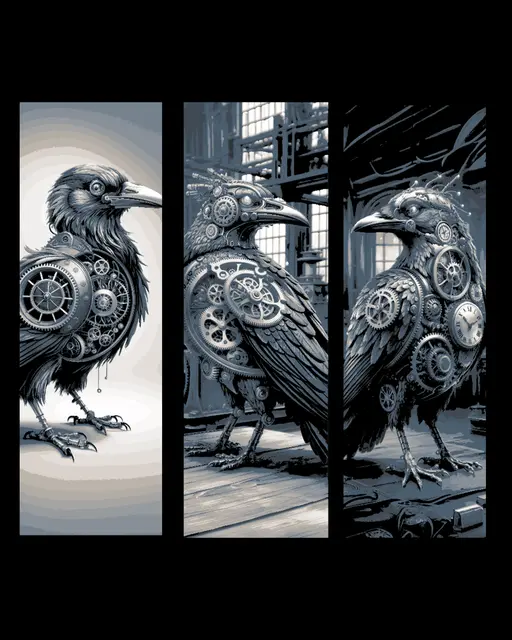 HueForge model: Visions of a Steampunk World - The Mechanical Birds - Set of bookmarks by BooneCo3d
