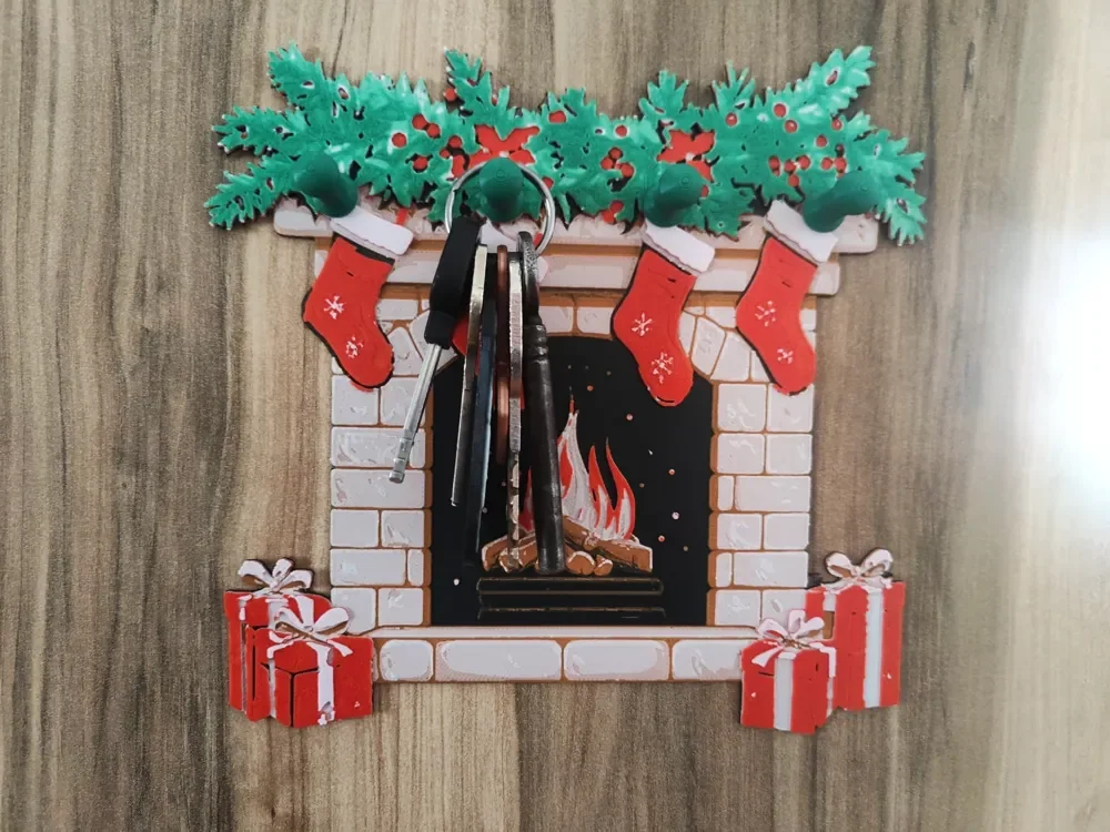 Christmas Fireplace - Key hanger by BeaN HueForge model: Christmas Fireplace - Key hanger by BeaN