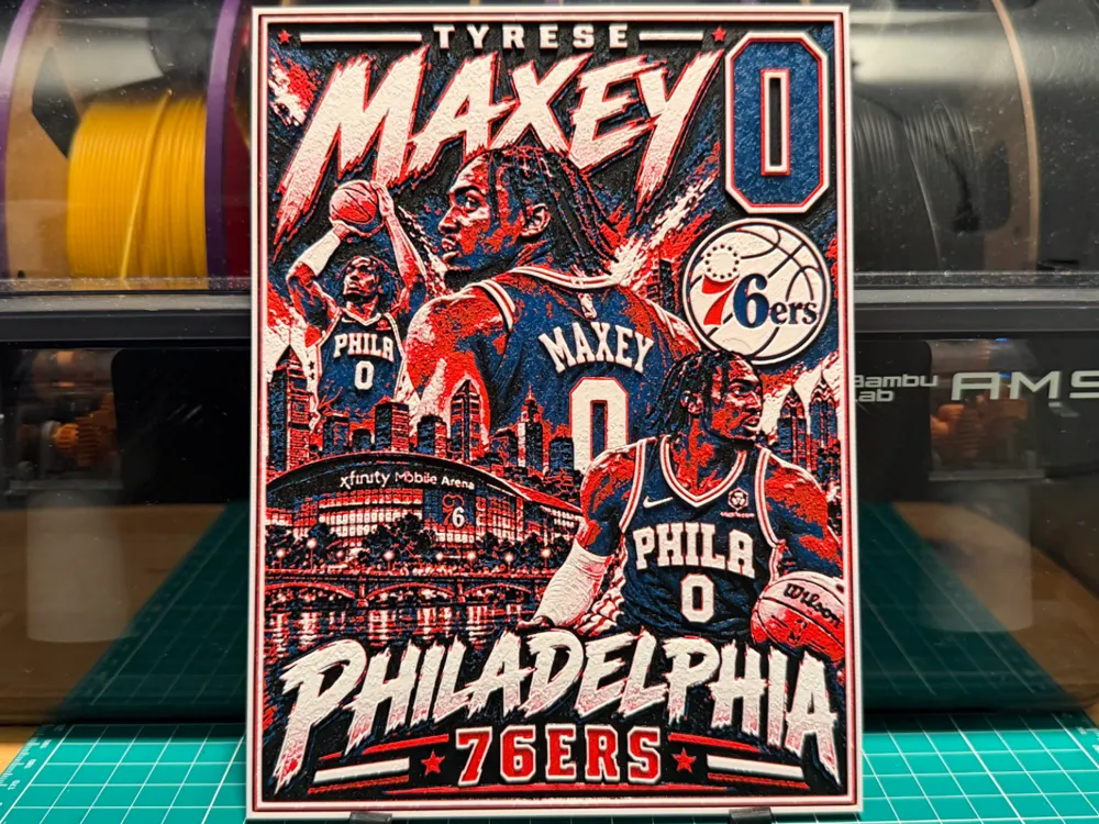 Tyrese Maxey Poster by liv_3d HueForge model: Tyrese Maxey Poster by liv_3d
