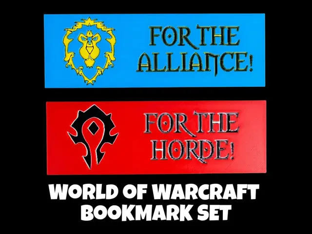 HueForge model: World of Warcraft Bookmark Set - Horde & Alliance by Canadian Gamer