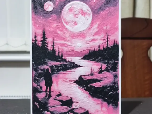HueForge model: Moons Rising On The River - HueForge 3 Color by BoDad