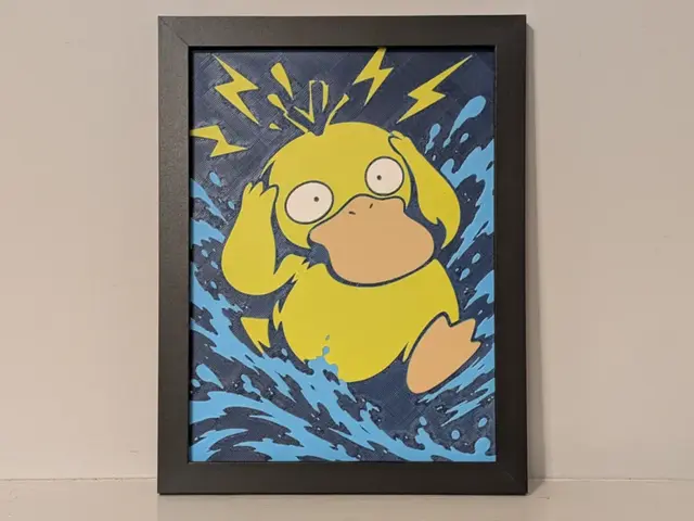 Psyduck Pokemon 6x8 Hueforge 3D Multicolor Decor