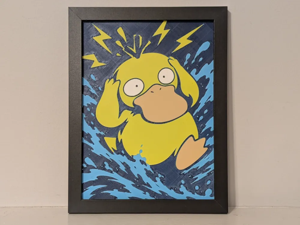 Psyduck Pokemon 6x8 Hueforge 3D Multicolor Decor by Super bird HueForge model: Psyduck Pokemon 6x8 Hueforge 3D Multicolor Decor by Super bird