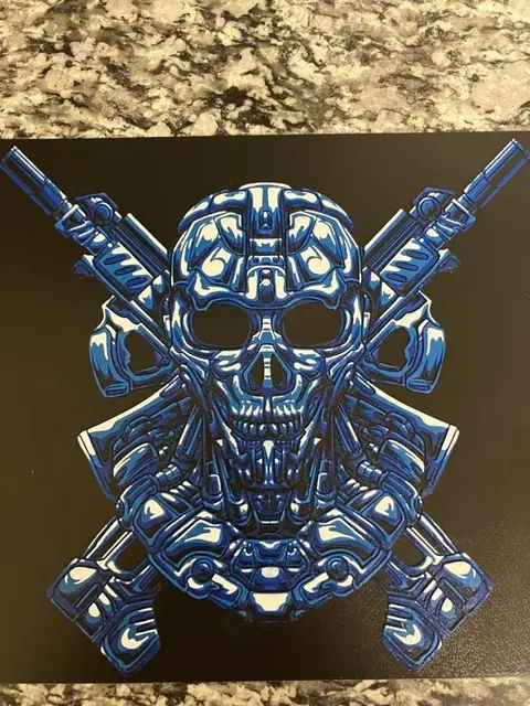 HueForge model: skull and guns (HueForge print) by Houston713Texan
