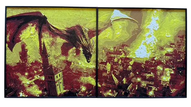HueForge model: Dragon Attack - Multi Panel Fantasy Hueforge by Canadian Gamer