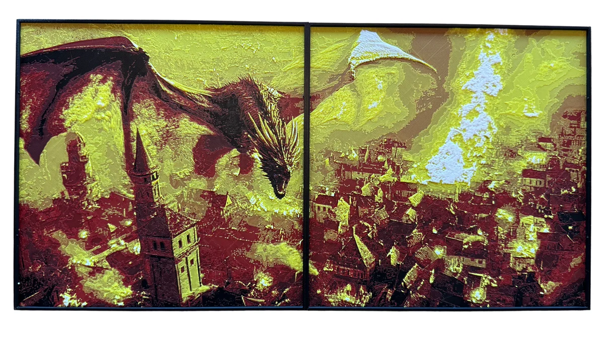 Dragon Attack - Multi Panel Fantasy Hueforge by Canadian Gamer HueForge model: Dragon Attack - Multi Panel Fantasy Hueforge by Canadian Gamer